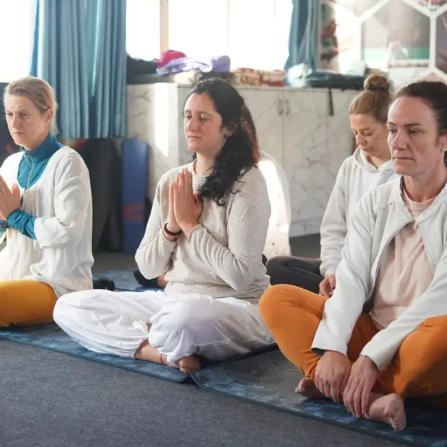 Daily yoga practice at Savasana Yoga School